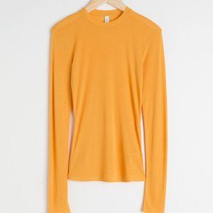 &Other Stories Fitted Ribbed Long Sleeve Top
